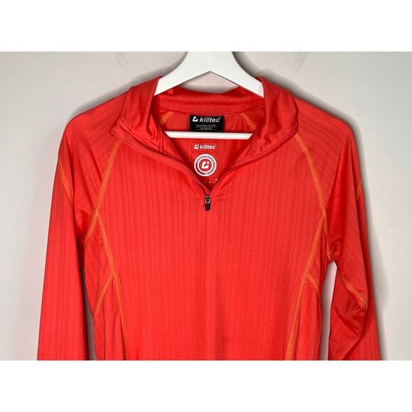 Killtec Long Sleeve 1/4 Zip Stand Collar Base-Layer T-Shirt Top Orange US 6 - Picture 2 of 7